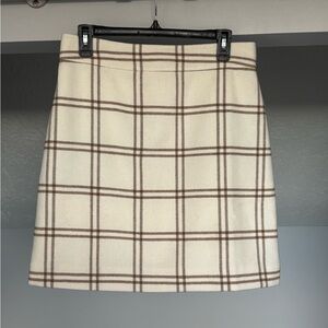 J. Crew Brown and Cream Wool A-Line Mini Skirt
